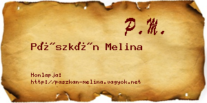 Pászkán Melina névjegykártya
